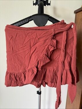 Zara Rose Ruffle Wrap Mini Skirt
